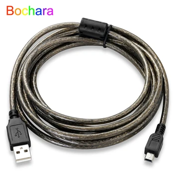 Bochara Mini 5Pin USB 2.0 Тип A Штекер к Mini 5Pin Штекерному кабелю 24 + 28AWG Фольга + Плетеный экранированный 1,5 м 1,8 м 3 м 5 м 10 м