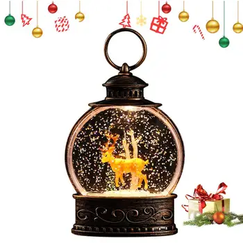 Изысканный праздничный Рождественский снежный шар с подсветкой в виде фонаря, работающий на батарейках, с переливающимися блестками, домашний декор для тематической вечеринки