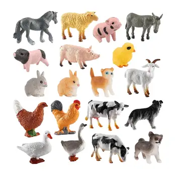 Набор моделей сельскохозяйственных животных из 19 предметов, собака, лошадь, Цыпленок для развивающих игрушек