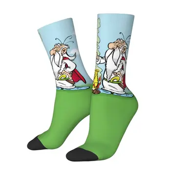 Носки с мультяшным Астериксом Panoramix, мужские и женские теплые забавные носки Getafix Cooking Magic Potion Crew Socks