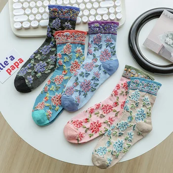 Оригинальные носки ручной росписи в стиле tide, носки в стиле ретро, пара носков средней длины, литературные носки, хлопчатобумажные носки с уличным рисунком