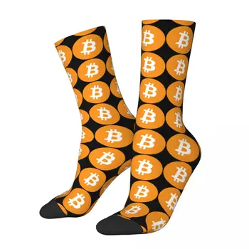 Оригинальный хип-хоп Логотип Bitcoin, Символ Криптовалюты, Футбольные носки из полиэстера средней длины для женщин и мужчин