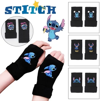 Перчатки Disney Stitch без пальцев на полпальца, Модные Зимние Теплые хлопчатобумажные перчатки Для мужчин и женщин, Ветрозащитные велосипедные перчатки на открытом воздухе.