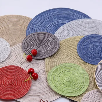 Плетеный Термостойкий коврик для обеденного стола, устойчивый к пятнам, для посуды, круглые салфетки, коврики для стола, подстилка для места