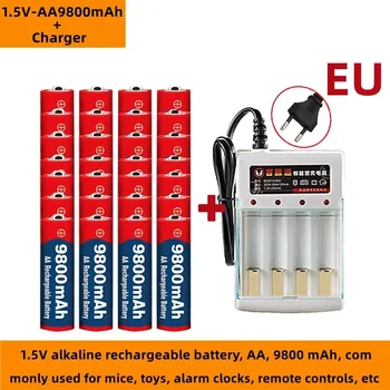 Щелочная аккумуляторная батарея 1,5 В, AA, 9800 мАч, продается с зарядным устройством, обычно используется для мышей, будильников, пультов дистанционного управления и т. Д