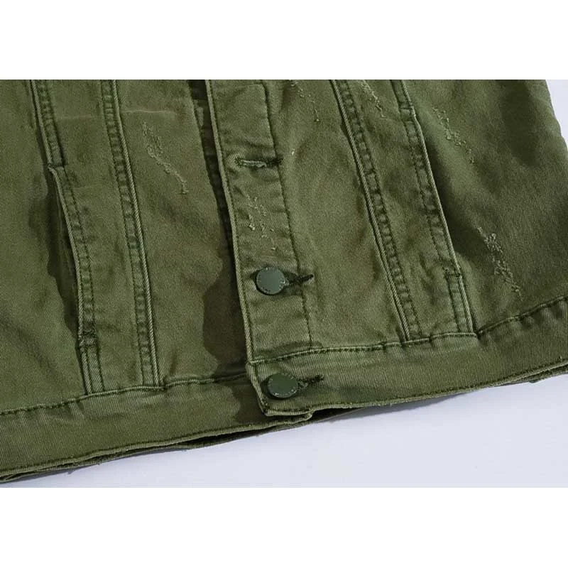 Армейский зеленый жилет, мужская рваная куртка без рукавов с кисточками, повседневные джинсы для похудения, хлопковый жилет в корейском стиле 5