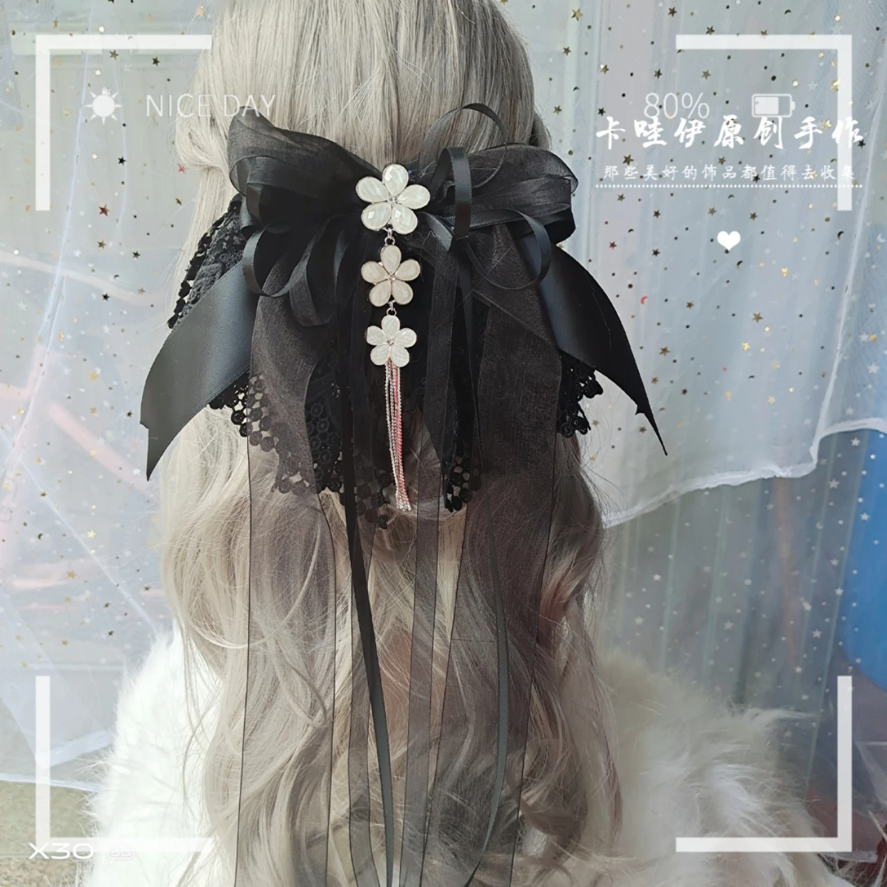 Японская лолита Кружевной Бант Шпилька Лолита Великолепный Цветок Свадебный Край Флип Корт Мори Невеста 3